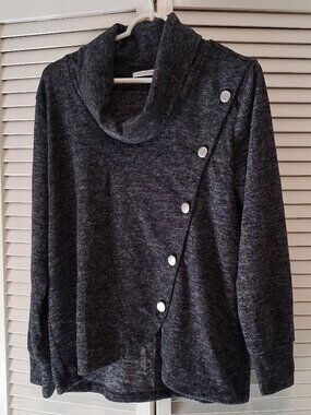Notation Cowl Neck Asymmetrical Wrap Sweater. Size Large.